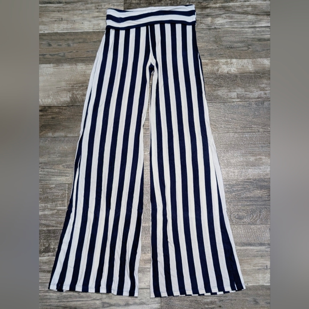 Body Central Women's Navy & White Striped Pants -Sz M
